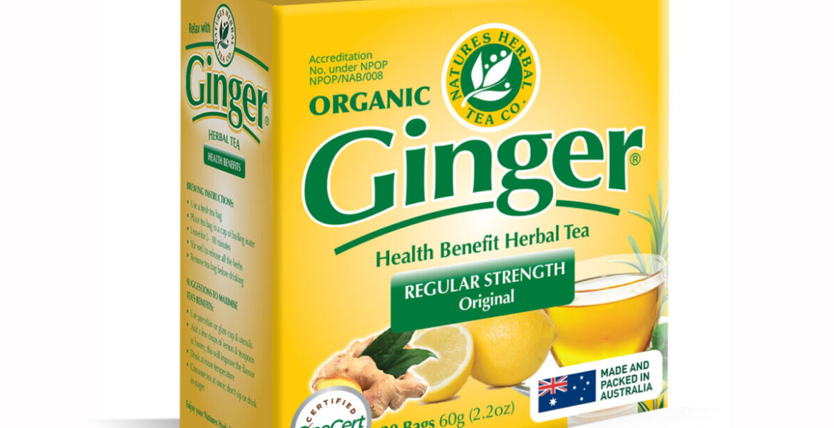 <b>Ginger</b><br>Organic <br> Health Benefit Herbal Tea<br> 30 Bags