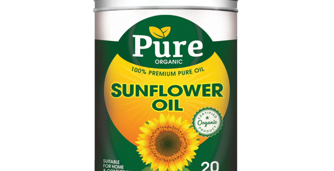 <b>Pure Sunflower Oil</b><br>Organic<br> Premium Oil<br> 20 Litres