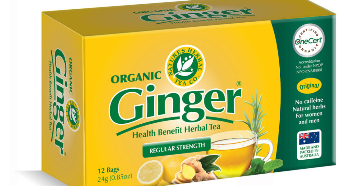 <b>Ginger</b><br>Organic <br> Health Benefit Herbal Tea <br> 12 Bags