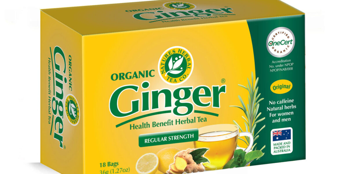 <b>Ginger</b><br>Organic <br> Health Benefit Herbal Tea <br> 18 Bags