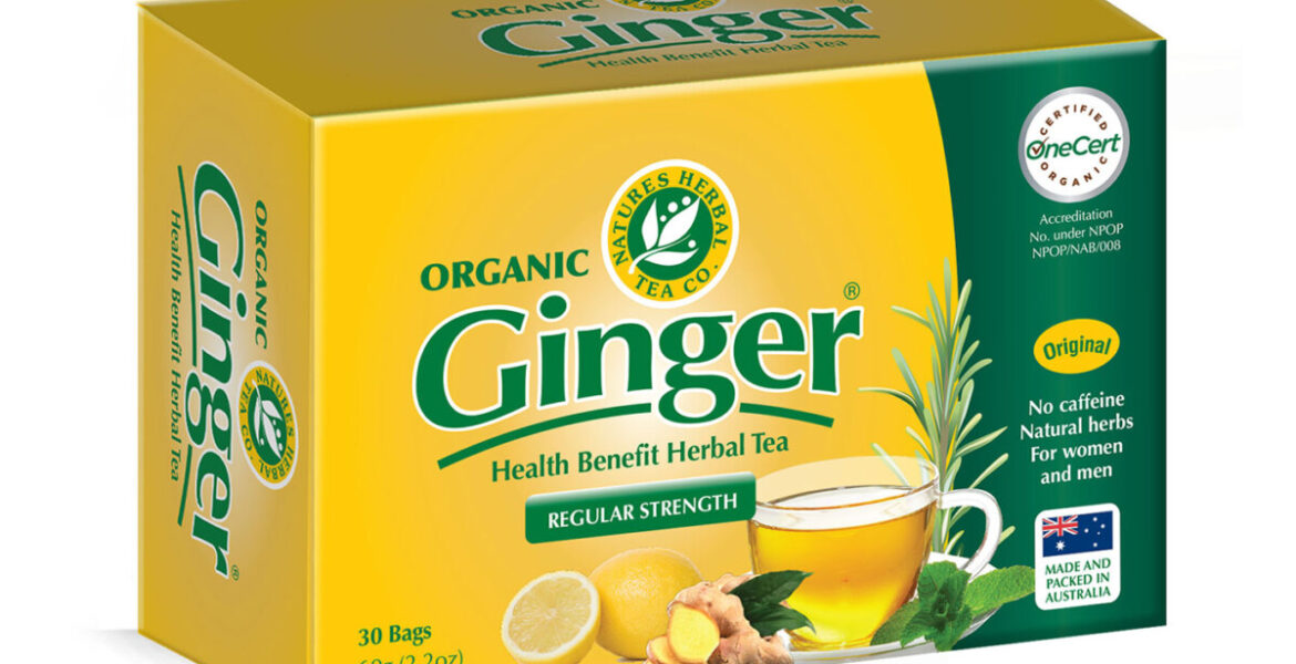 <b>Ginger</b><br>Organic <br> Health Benefit Herbal Tea <br> 30 Bags